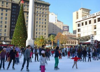 Ice skating rink in Union Square, Hotel del Coronado voted best in US