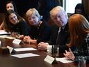 Chrystia Freeland (left) participates in a discussion with U.S. President Donald Trump at the White House on Feb. 13, 2017.