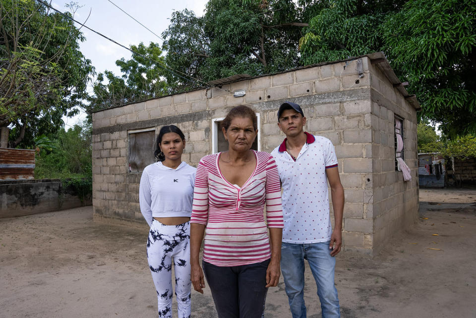 Arelis Coromoto Villegas with her son, Yohandry, and daughter Auribel. (Alejandro Bonilla for NBC News)