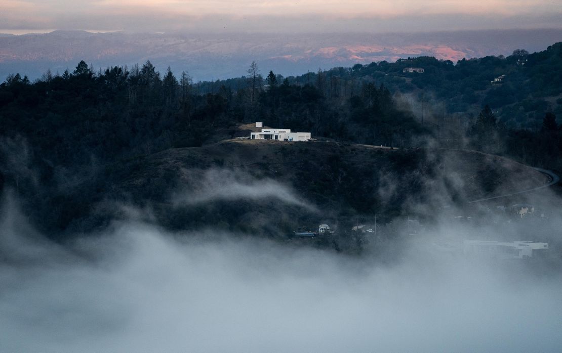 A home is being constructed in the hills where all the homes were destroyed during the 2017 Tubbs Fire in Santa Rosa, California, on December 7, 2022.