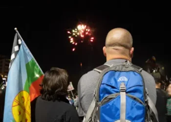 Getty Images People celebrate the approval of a new constitution in Plaza Italia, an iconic place for protests and celebrations in Santiago, Chile on October 25, 2020.