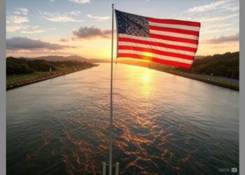 AI-generated image of an American flag in the Panama Canal