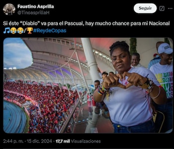 Faustino Asprilla se burló de Francia Márquez en sus redes sociales - crédito @TinoasprillaH/X