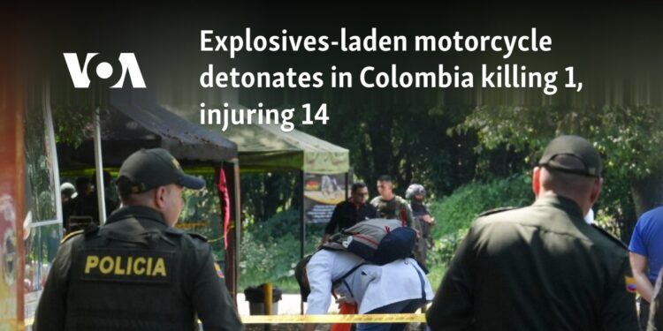 Explosives-laden motorcycle detonates in Colombia killing 1, injuring 14