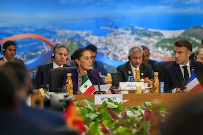 Claudia Sheinbaum during her participation in the G20 summit on November 18 in Rio de Janeiro, Brazil.