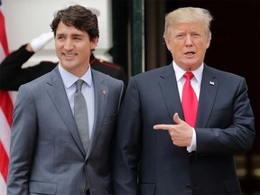 Prime Minister Justin Trudeau, left, and U.S. President Donald Trump at the White House in Washington, D.C.