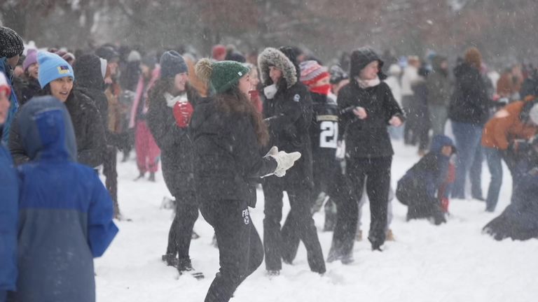 DC snowball fight draws massive crowd to Meridian Hill Park
