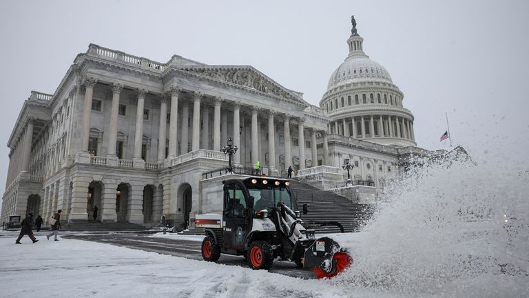 Congress met at the US Capitol to certify Donald Trump's election win despite the weather. Pic: Reuters