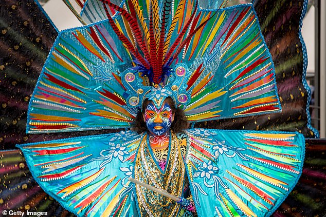 A young female Masquerader is seen at the 2017 carnival in Trinidad and Tobago