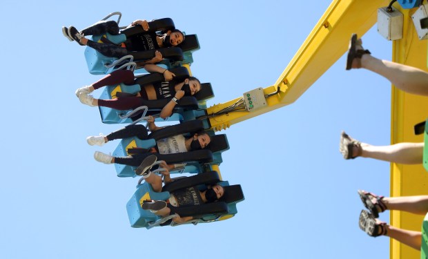 Guests ride the Delirium attraction at California's Great America amusement park in 2021, in Santa Clara, Calif. (Aric Crabb/Bay Area News Group)