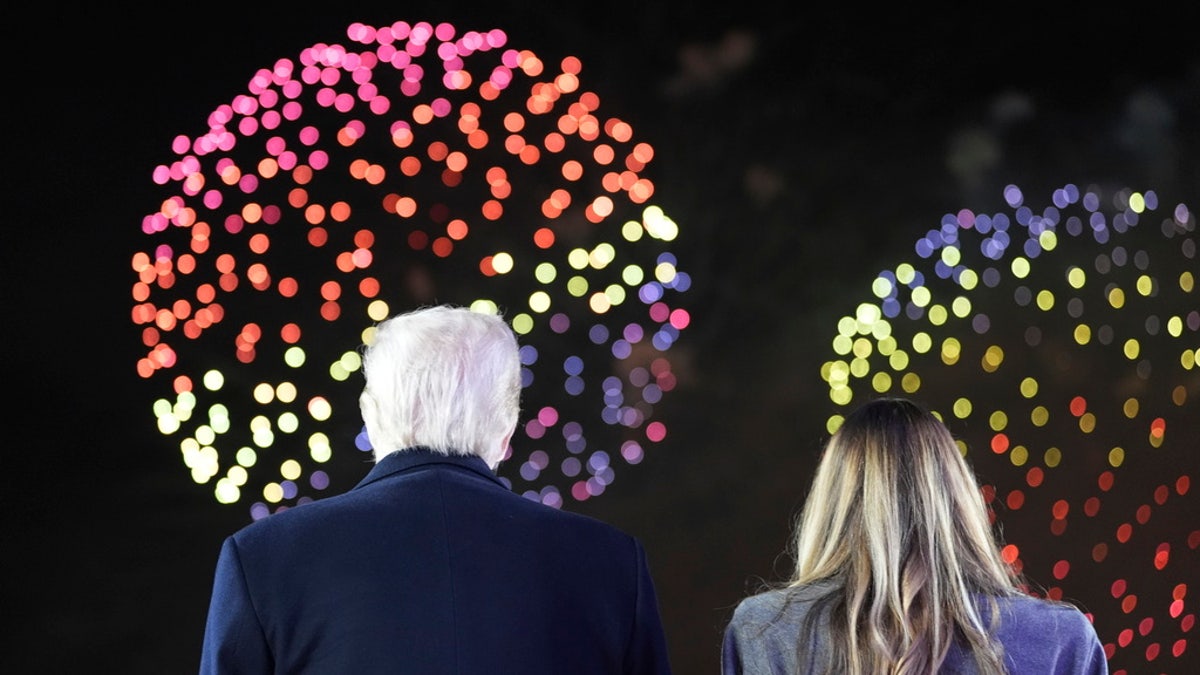 President-elect Trump and Melania Trump and watch fireworks at Trump National Golf Club, Saturday, in Sterling, Va.