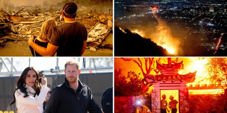 California wildfires latest: Harry and Meghan call on Californians to 'open your home' to residents - as thousands more told to flee fires | US News