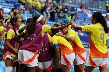 Leicy Santos celebrando el segundo