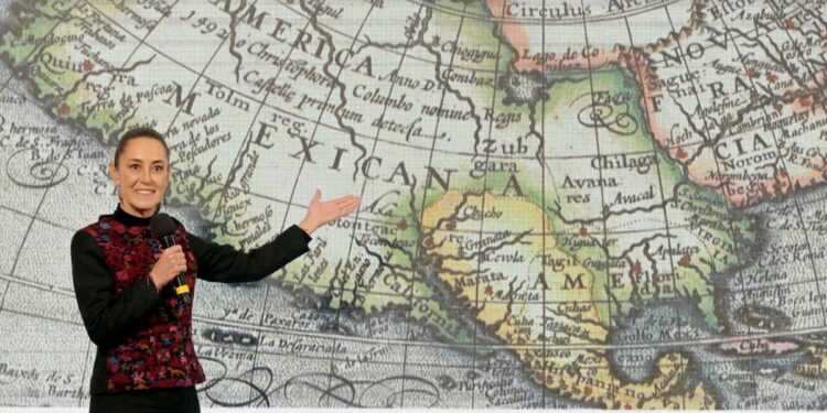 Mexico president trolls Trump with "Mexican America" map after his "Gulf of America" name change proposal