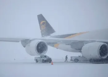 Getty Images A UPS cargo jet sits parked in the snow at Louisville Muhammad Ali International Airport on 5 January 2025
