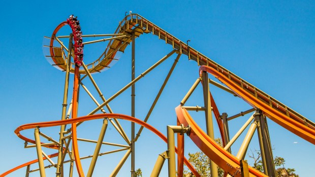 The RailBlazer single-rail roller coaster at California's Great America. (California's Great America)