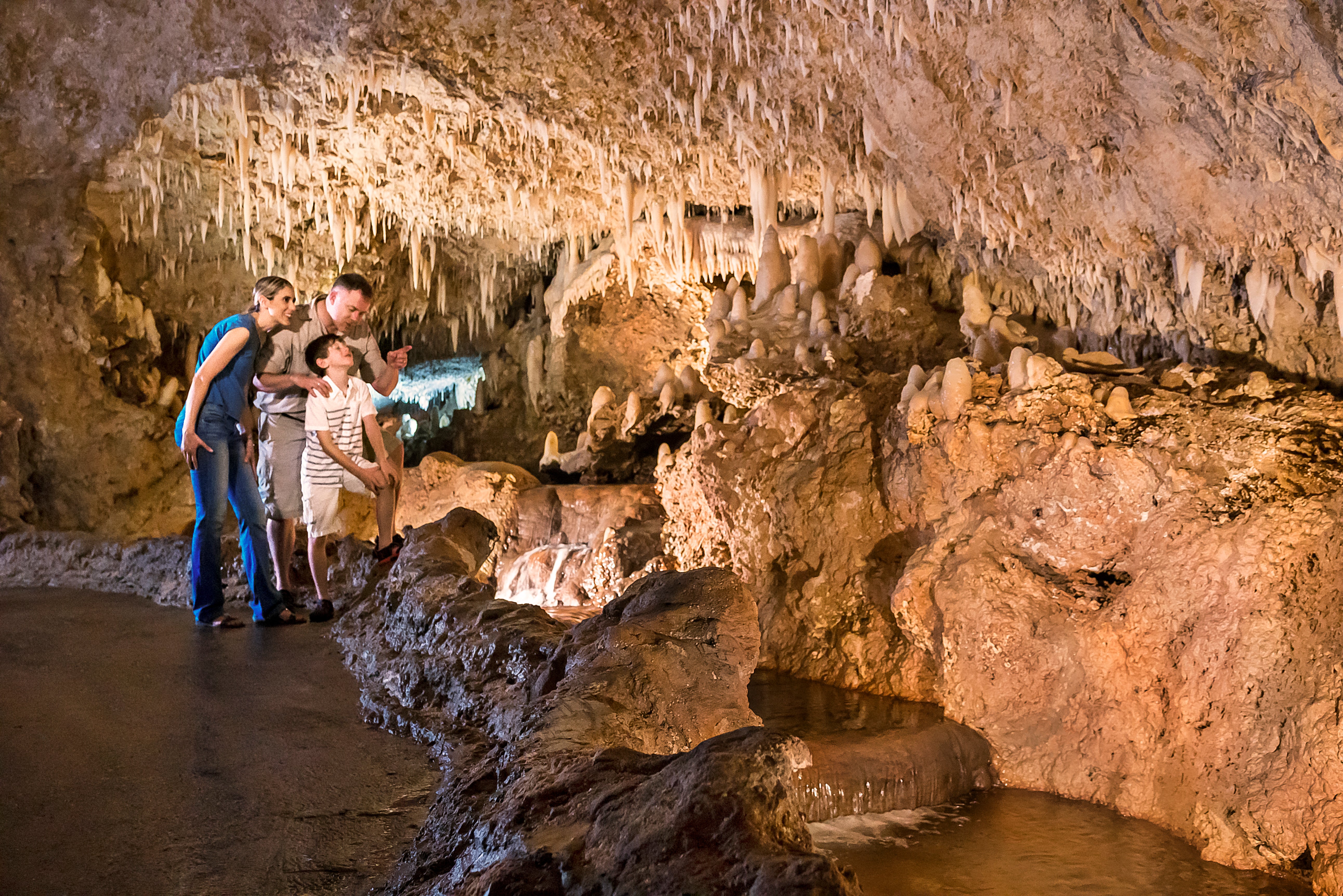 Head to Harrison’s Cave to clamber through crystalline formations