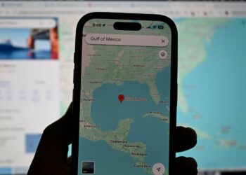 Google Maps on a smartphone displaying the Gulf of Mexico
