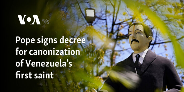 Pope signs decree for canonization of Venezuela's first saint