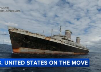 SS United States met with rough seas, high winds as it voyages to its new home