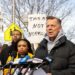 Rev. Michael Pfleger, senior pastor at St. Sabina Church, speaks outside of St. Sabina Church at 1210 W. 78th Pl., on Monday, Feb. 24, 2025.