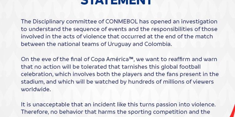 CONMEBOL Statement Following Incidents After Uruguay vs. Colombia Match – beIN SPORTS