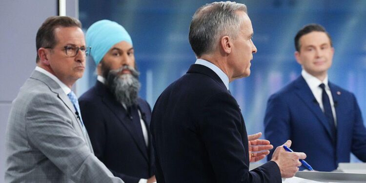 Canada’s Party Leaders Face Tough Questions on Confronting Trump in Election Debate